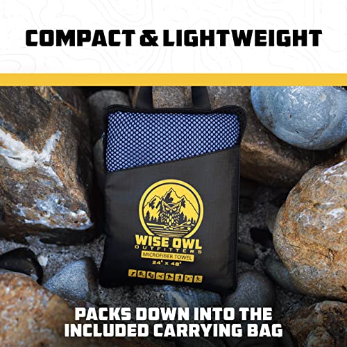 Wise Owl Outfitters Microfiber Camping Towel - Quick Dry Towel for Travel, Backpacking, Hiking, Beach, Gym & Yoga - Compact, Fast Drying & Lightweight - color: Dark Green, size: X-Large (30x60) + Washcloth (12x24)