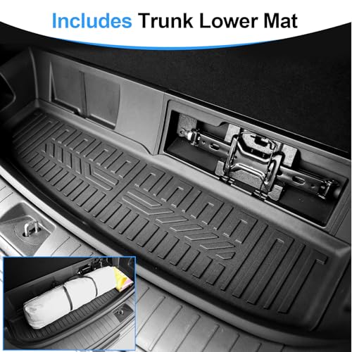 Cargo Mat for 2020-2025 Hyundai Palisade, All Weather TPE Rear Cargo Liner with Seat Back Cover for Hyundai Palisade Accessories (Include Lower Trunk Mat) - size: Fo Hyundai Palisade Cargo Mats 2020-2025