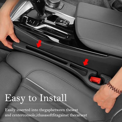 Car Seat Gap Filler 2-Pack, Universal Car Seat Gap Filler Organizer, Seat Gap Plug – Fills Gap Between Seat & Console, Drop-Proof Guard for Phones, Keys & Cards, Fits Cars, SUVs, Trucks, Black - color: black