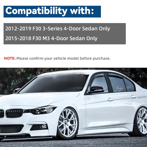 4pcs Front+Rear Smoke Tint Sun/Rain Guard Outside Mount Tape-On Vent Window Visors Compatible with 12-19 BMW F30 3-Series 15-18 M3 4-Door Sedan 318 320 325 328 330 335 340 i d xdrive e - size: Compatible with 2012-2019 BMW