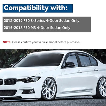 4pcs Front+Rear Smoke Tint Sun/Rain Guard Outside Mount Tape-On Vent Window Visors Compatible with 12-19 BMW F30 3-Series 15-18 M3 4-Door Sedan 318 320 325 328 330 335 340 i d xdrive e - size: Compatible with 2012-2019 BMW