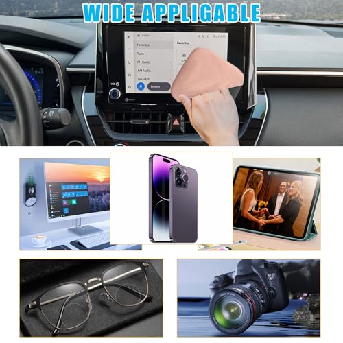 Ohleats Car Screen Cleaner, Microfiber Auto Screen Cleaning Pad, Foldable Touch Screen Cleaner Cloth for Vehicle Dashboard LCD Display, Interior Car Accessories - color: Pink&Gray,1Pcs