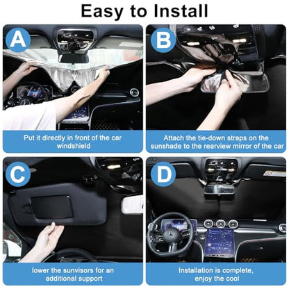 Kairiyard 2Pcs Car Windshield Sun Shade, 240T Thickened Foldable Sun Shade for Car Windshield Blocks Sun, Heat, Keep Vehicle Interior Cool (57.09x 31.5inch) - size: 2Pcs Windshield Sunshade