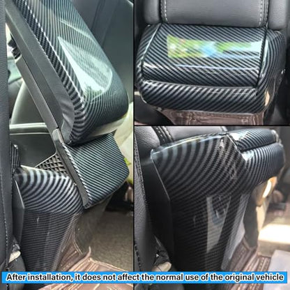 Car Armrest Box Cover Trim Decals Compatible with Honda Civic Accessories 10th Gen 2016 2017 2018 2019 2020 2021 ABS Carbon Fiber Style Interior(2 PCS) - color: Armrest Box Cover Trim