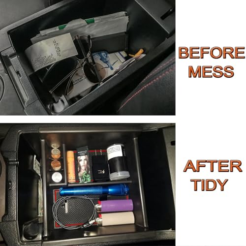 JKCOVER Center Console Organizer Tray Compatible with Toyota 4Runner 2010-2021 2022 2023 2024 and Kia Telluride 2020-2024 2025 Accessories Armrest Box Secondary Storage ABS Black Materials（RED Trim - color: red trim