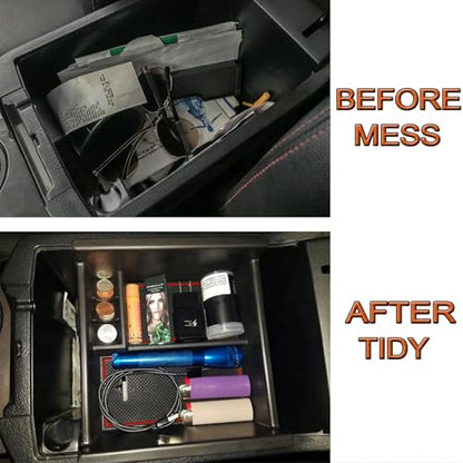 JKCOVER Center Console Organizer Tray Compatible with Toyota 4Runner 2010-2021 2022 2023 2024 and Kia Telluride 2020-2024 2025 Accessories Armrest Box Secondary Storage ABS Black Materials（RED Trim - color: red trim