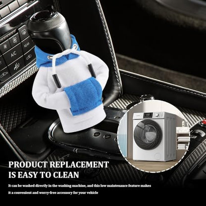 Universal Hoodie Car Gear Shift Cover, Funny Shifter Hoodie, Most Car Gear Shift Levers - color: White Blue, size: 1 Piece