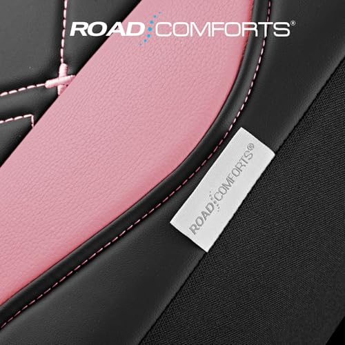 Road Comforts Seat Covers, Premium Leather Car Seat Covers Full Set for Women Girls,Airbag Compatible, Automotive Seat Covers Universal Fit Most Cars,Vans,Truck,SUV - color: Pink Full Set