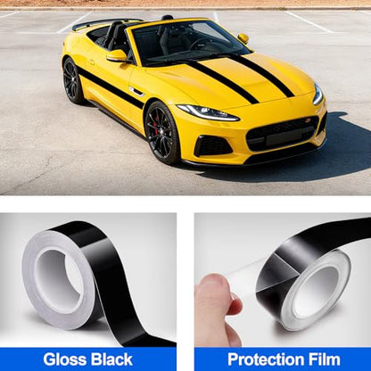Spurtar Gloss Black Vinyl Wrap 1 Inch x 20ft Air-Release Adhesive Car Vinyl Tape Chrome Delete Wrap Roll DIY Car Exterior Decoration Door Edge Guard Vehicle Detailing Paper 2.5CM x 6M - size: 1 in x 20 ft