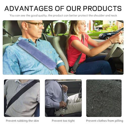 2 Pack Car Seatbelt Covers Shoulder Pad, Soft Faux Sheepskin Seat Belt Shoulder Cover for a Comfortable Driving, Seat Belt Shoulder Strap Covers Helps Protect Your Neck and Shoulder (Blue) - color: Blue