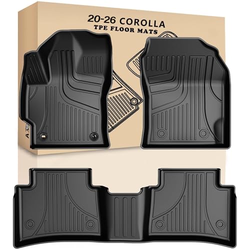 AOMSAZTO Car Floor Mats for Toyota Corolla Sedan 2020-2026,Heavy Duty TPE All Weather Automotive Floor Mats,1st & 2nd Row Full Set Rubber Floor Liners, Anti Skid Car Mats(not fit for Hatchback)-Black - style: 2020-2026 | For Toyota Corolla Floor Mats
