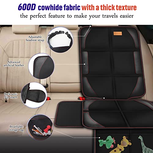 Bacgnyer Car Seat Protector, 2 Pack of Seat Protectors, Thickest Padded 600D Fabric Padding, Waterproof, Durable, Anti Slip Backing, Child Seat Protection, Suitable for Babies, Toddlers, Children - color: Black 2