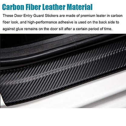 LEXLEY For Honda 2008-2026 Accord Carbon Fiber Style Leather Door Sill Scuff Plate Cover 4PCS-Sliver