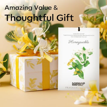 MYARO 12 Packs Honeysuckle Scented Sachets for Drawer and Closet, Long Lasting Air Freshener Fresh Scents Potpourri Bags Home Fragrance for Room Car Small Space - color: Honeysuckle
