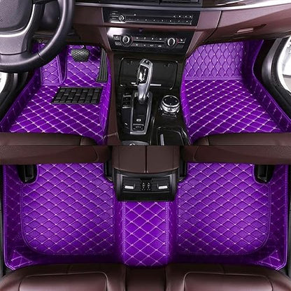 Custom Making Car Floor Mats for 96% Car Model Luxury Leather All Weather Waterproof Anti-Skid Full Coverage Liners (Purple) - color: purple