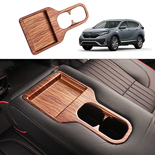 for CRV 2017-2021 ABS Peach Wood Grain Rear Seat Water Cup Holder Panel Cover Trims Sticker Moulding Car Interior Accessories Decoration for Honda CRV CR-V 2017 2018 2019 2020 2021 - color: Rear Water Cup Holder Panel