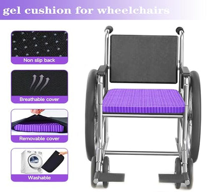 Gel Seat Cushion for Long Sitting, Soft and Breathable, Seat Cushion for Back, Sciatica, Tailbone, Hip Pain Relief, Used for Office Chair, Wheelchair, Car, Recliner, Truck, Kayak.(Púrpura)