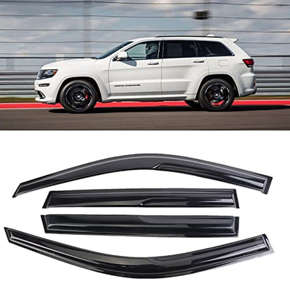 Window Visor Wind Window Tape-On Deflectors for 2011-2021 Jeep Grand Cherokee Rain Guards 4 Pcs 94252 - size: 2011-2021 Jeep Grand Cherokee black