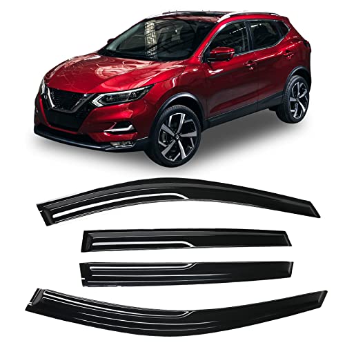 94827 Tape-On Dark Tinted Side Window Visor Deflectors Vent Rain Guards Designed for Nissan Rogue S SV SL 2014 2015 2016 2017 2018 2019 2020 - size: 2014-2020 Nissan Rogue