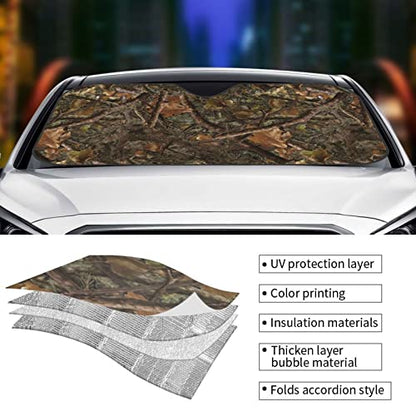 Camouflage Hunting Car Windshield Sunshade Front Window Sun Visor Protector Foldable Shield Cover for Truck SUV - color: White4