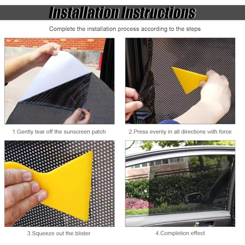 ZIMISI 4PCS Car Side Window Sunshade, Block UV Rays Car Window Shade for Baby, Reusable & Washable Static Cling Film Stickers, Windshield Sun Shade Privacy Protector Accessories