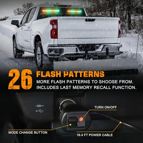 XRIDONSEN 2 in 1 Amber Green Emergency Lights Traffic Advisor Light Bar 144 LED Warning Safety Strobe Interior Front Dash Windshield Rear Window Lights for Trucks Construction Vehicles (2x17.7 inch) - color: Amber/Green