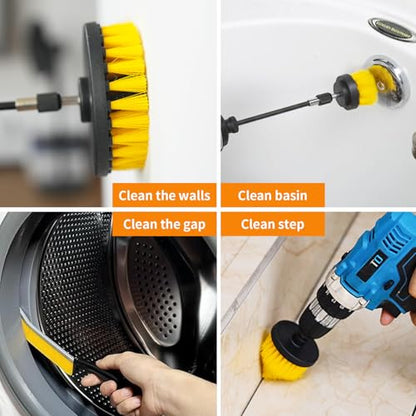 10 Pack Drill Brush Attachment Set, Drill Scrubber Brush Kit, Drill Cleaning Brush, Scrub Brush for Grout Floor Tub Shower Bathtub Tile Sink Toilet Bathroom Kitchen Car Yellow - color: Yellow