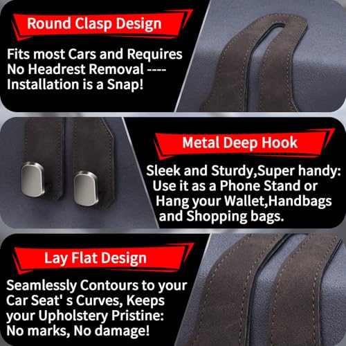 Car Seat Headrest Hooks for Purses and Bags, 4 Pack Bag Purse Holder for Car with Double Metal Hooks, Car Purse Hanger, Headrest Back Seat Handbags Hook Cute Hanging Accessories, Brown - color: Brown 4pcs