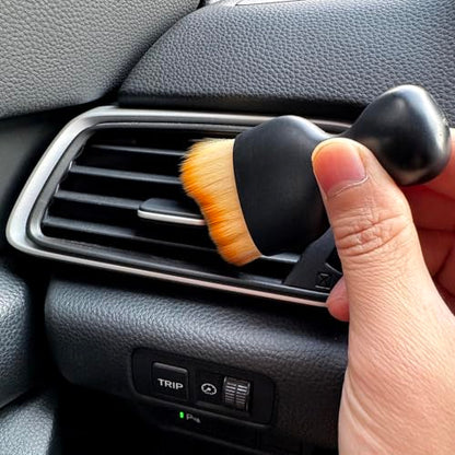 Car Detailing Brush, Soft Bristle Cleaning Brush, Scratch-Free Auto Duster Tool for Dashboard, Air Vents, Leather & Interior Cleaning (Black&Brown with Cap) - color: Black&brown With Cap