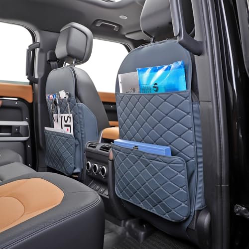 TAIKOO Seat Back Protector + Large Capacity Pocket Storage Organizer,Preventing the Impact of Children Stepping on the Seat Backrest (Blue) - color: Blue