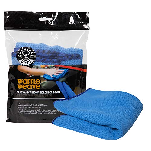 Chemical Guys Waffle Weave Glass and Microfiber Towel Blue 24"x 16" (Pack of 2) - color: Blue, size: 24"x 16" (Pack of 2)