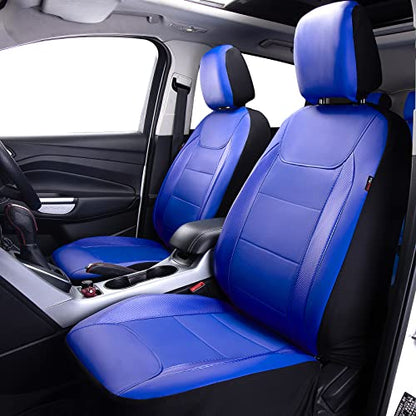 Flying Banner car seat Covers Protects Water Proof Faux Leather Carbon Fiber Fronts Rear Bench Covers (Blue Blue, Full Set - 8PCS) - color: Blue Blue, size: Full Set -- 8pcs