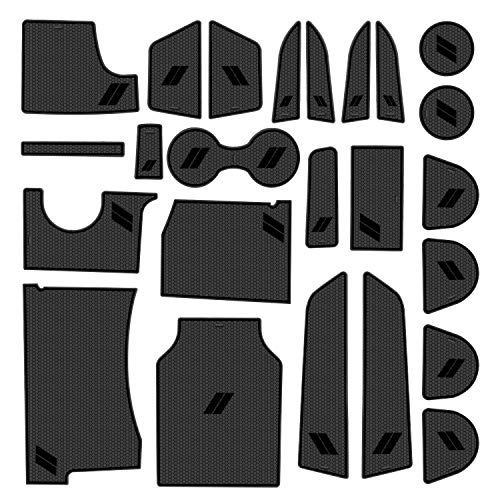 Fits Dodge Charger Accessories 2015-2023, Cup Holder Insert Center Console Shifter Liner Trim Interior Door Pocket Mats (24pcs Set, Black Trim) - color: Black