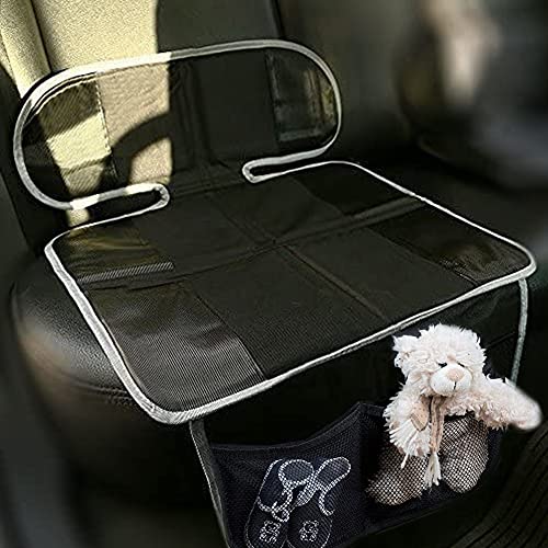 Big Ant Car Seat Protector, Thick Padding Protection for Child & Baby Cars Seats, Dog Mat, Non Slip and Waterproof Protects Automotive Vehicle Upholstery with Extra Storage Pocket (Black)