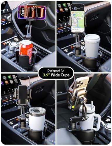 Bracketron Cup Holder Phone Mount for Car - TripGrip 2-in-1 Expandable Phone Holder with 360° Rotation & Ultra Stable Folding Support Legs, Fits Devices up to 3.5"