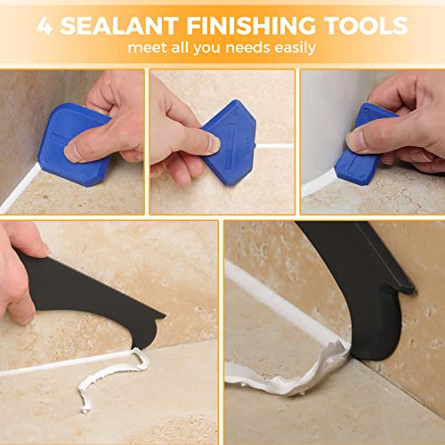 Saker Silicone Caulking Tools-3 in 1 Sealant Finishing Tool Grout Remove Scraper Caulk Remover Glass Glue Angle Scraper for Bathroom,Kitchen,Floor,Window,Sink Joint,Frames Seal (Black Blue) - style: Classic with Scraper