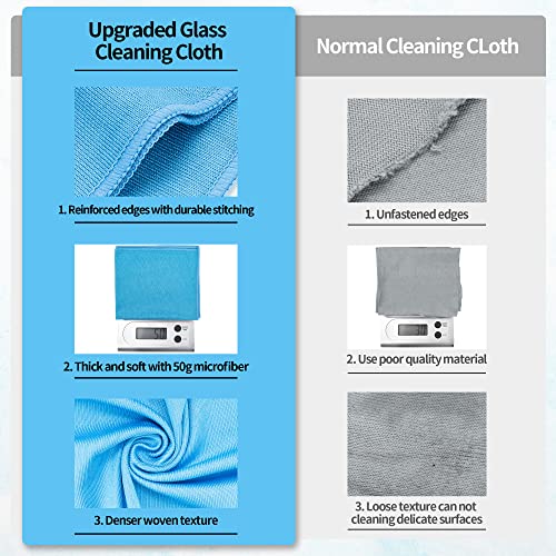 Microfiber Glass Cleaning Cloth - 10 Pack Polishing Cloths, 16" x 14" Window Cleaning Towel, Streak Free, Lint Free, Great for All Delicate Surface, Glasses, Stainless Steel, Windshield. - color: Blue, size: 10 Pk-16" X 14"