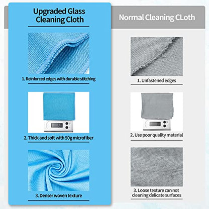 Microfiber Glass Cleaning Cloth - 10 Pack Polishing Cloths, 16" x 14" Window Cleaning Towel, Streak Free, Lint Free, Great for All Delicate Surface, Glasses, Stainless Steel, Windshield. - color: Blue, size: 10 Pk-16" X 14"