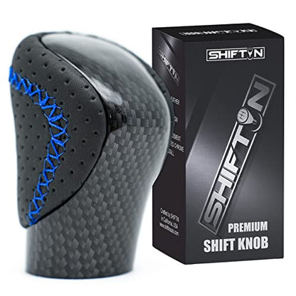 Gear Shift Knob Shifter for Lexus ES GS GX is NX RC RX 200t 300 350 3450h 450hL 350L (Blue Stitch/Carbon Fiber Pattern) - color: Blue Stitch / Carbon Fiber Pattern