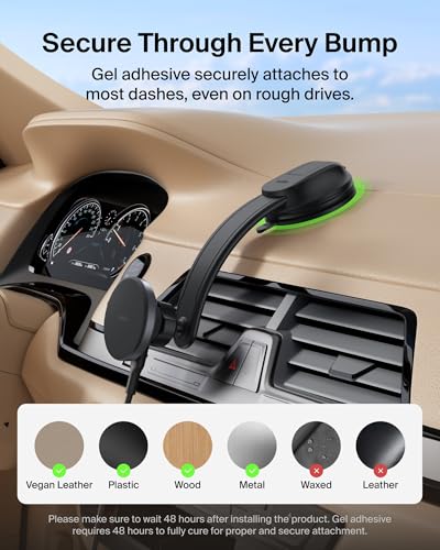 Belkin Wireless Car Charger, MagSafe Phone Holder & Car Dash Mount w/ 1M USB C Cable, Qi2 MagSafe Compatible Fast Charging iPhone Charger for iPhone 17, Galaxy S26, Pixel 10, Road Travelers, Black - style: Dash Mount