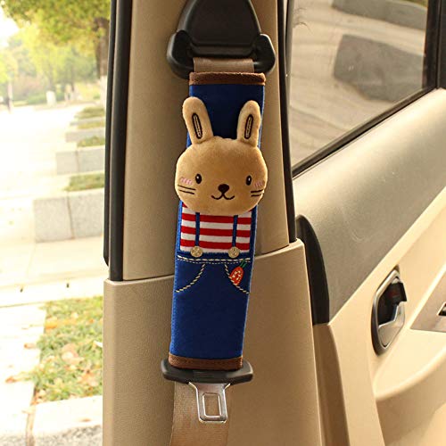 Tianmei 2Pcs Cute Cartoon Doll Styling Car Seat Belt Cover Shoulder Strap Pad (Rabbit) - color: Rabbit Navy - 2PCS