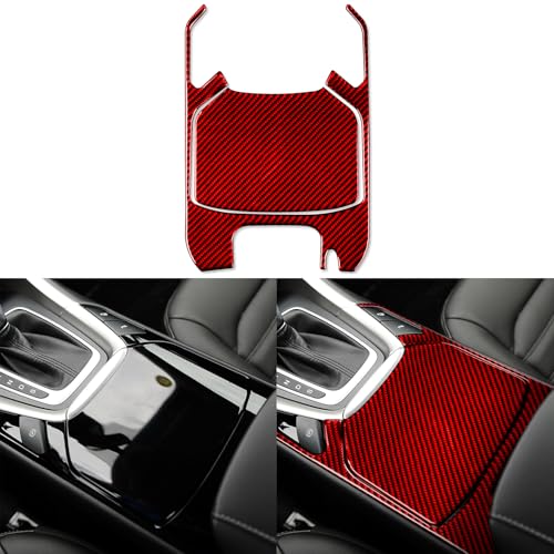 Real 3K Red Carbon Fiber Car Center Console Water Cup Holder Switch Panel Cover Trim Sticker Auto Interior Accessories Compatible with Ford Mondeo/Fusion 2013 2014 2015 2016-Type B - color: Red-cup Holder-b