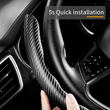 Carbon Fiber Steering Wheel Covers 3 Piece Clip on Steering Wheel Cover (Matte Black) - color: Matte Black