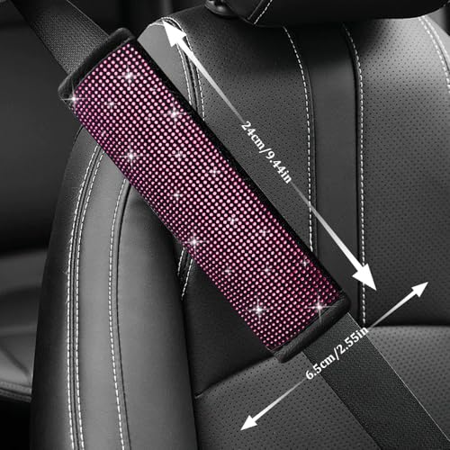 2PCS Bling Seat Belt Covers, Seat Belt Cover Pad, Car Seatbelt Shoulder Pads with Rhinestone, Auto Accessories Comfortable Automotive Neck Shoulder Mat Cushion for Car Truck SUV (Pink) - color: Pink