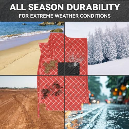 Car Floor Mats Fit for Nissan Kicks 2022-2025 All Weather Durability Leather Car Floor Mats, Skidproof Pedal, Waterproof, Wear-reistant(Red Beige) - color: Red Beige
