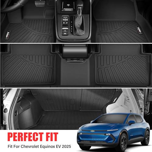 Floor Mats for 2025 Chevrolet Equinox EV Trunk Mat with Backrest Mat All Weather TPE Rubber Cargo Liner Back Seat Cover 3rd Row for 2025 Chevy Equinox EV Accessories - size: for 2025 2026 Chevrolet Equinox EV All Mats