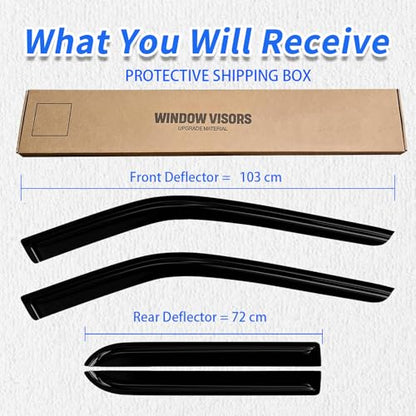 Window Rain Guards Compatible 2011-2019 Ford Explorer 4PC Window Visors Vent Shade Deflector Tape On - size: 11-19 Ford Explorer