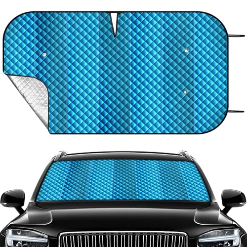 Windshield Sun Shade Car Sun Shade, Folding Car Shades for Front Windows, Blocks UV Rays Sun Visor Protector for Truck SUV Van, Keeps Vehicle Cool - Silver (55" x 29.5") - color: Blue