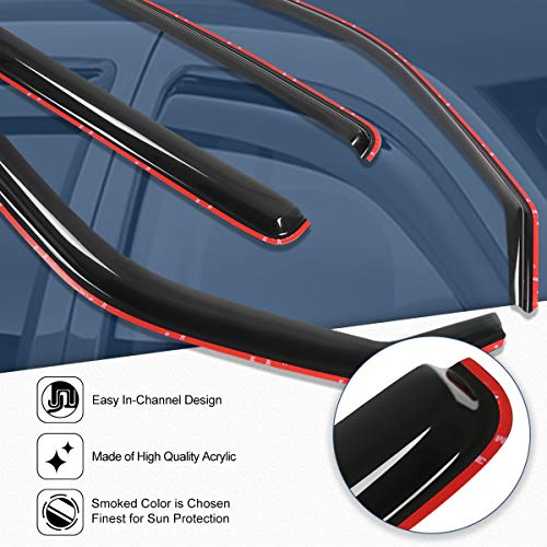 Auto Dynasty Rain Guards in-Channel Compatible with 2006-2014 Honda Ridgeline 4Pcs Window Vent Visor Deflector - size: 06-14 Honda Ridgeline