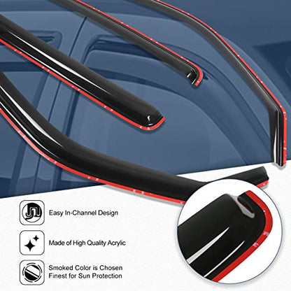 Auto Dynasty Rain Guards in-Channel Compatible with 2006-2014 Honda Ridgeline 4Pcs Window Vent Visor Deflector - size: 06-14 Honda Ridgeline
